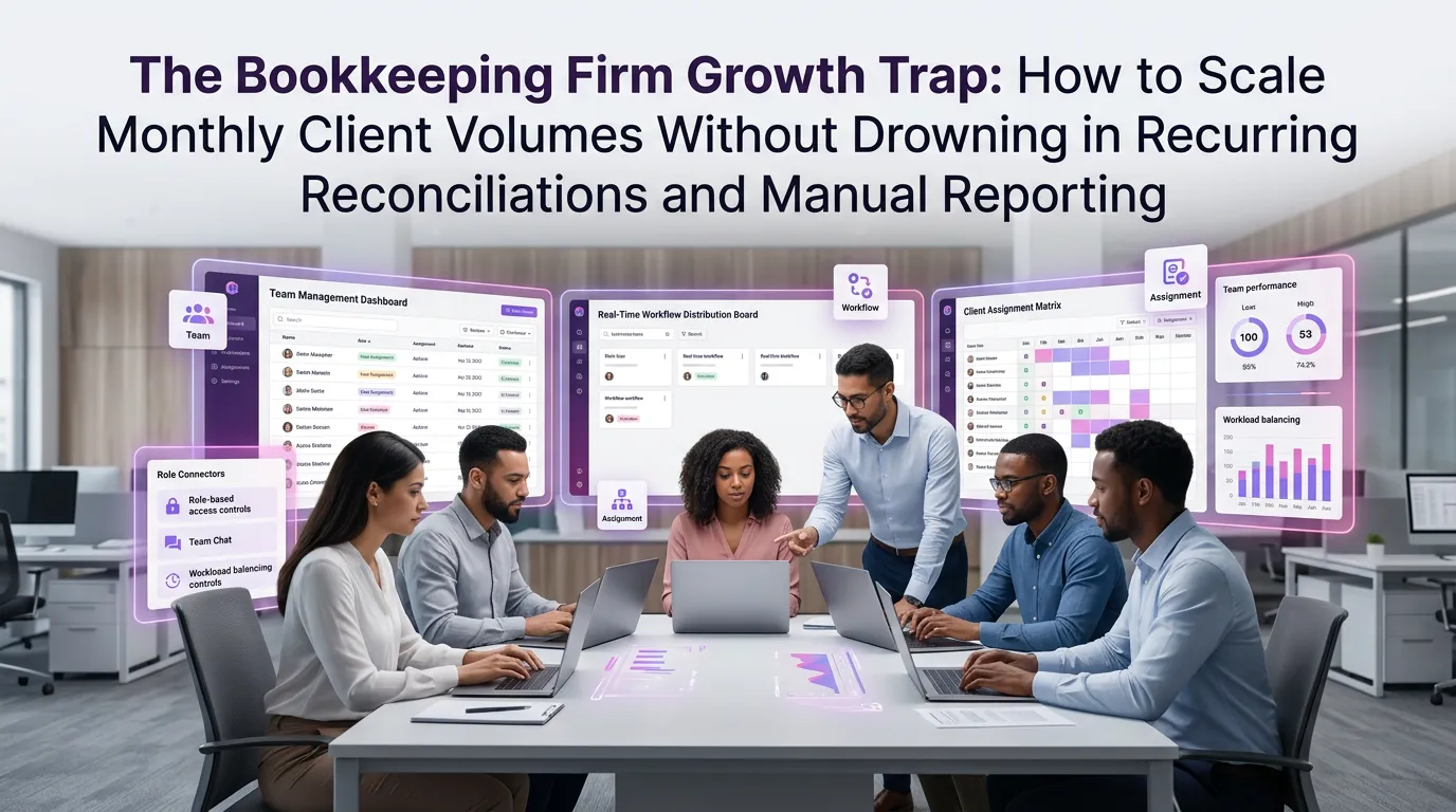 The Bookkeeping Firm Growth Trap: How to Scale Monthly Client Volumes Without Drowning in Recurring Reconciliations and Manual Reporting